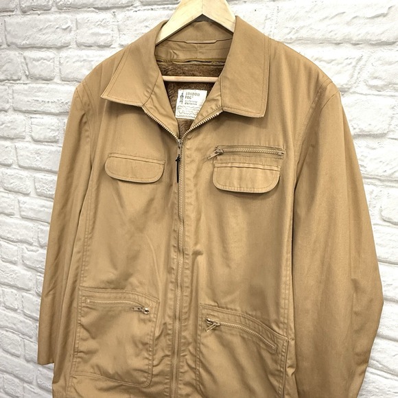 Vtg Men's London Fog Khaki Coat Size 44 Long Sherpa Lined Safari Casual Jacket - Picture 3 of 16